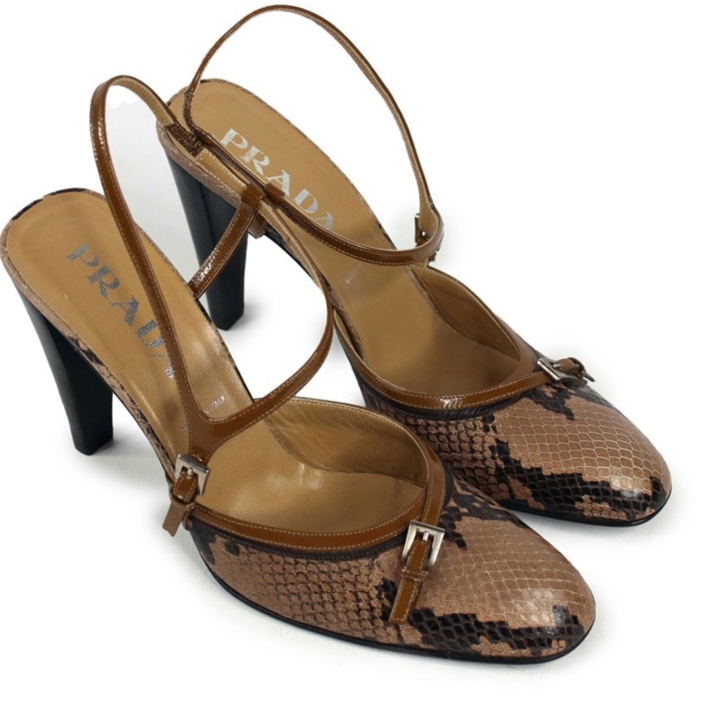 Prada Snakeskin Print Strappy Women's Pumps